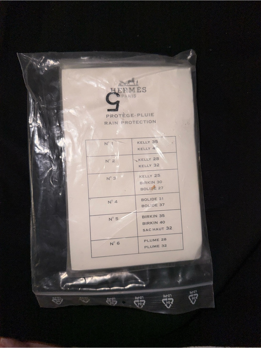 Hermès Protège-Pluie Rain Cover No. 5 Birkin 35 40 Bag Protector Unused